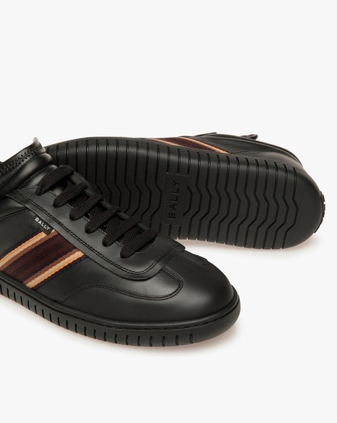 Buy Bally Parrel Ribbon Player Sneakers in Leather Black Color