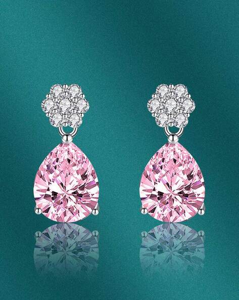 Pink Sapphire and Diamond Drop Fashion Earrings