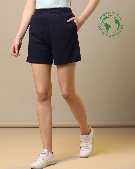 Navy blue cotton shorts hot sale womens