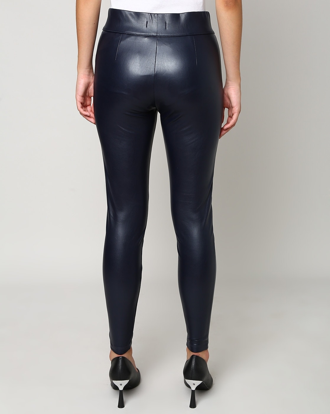 Oakwood Gift Leather Pull On Trouser With Elasticated Waist Navy