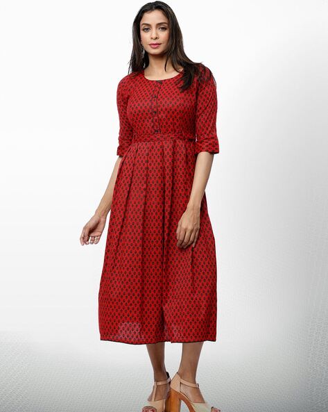 Geometric Print Flared Kurta