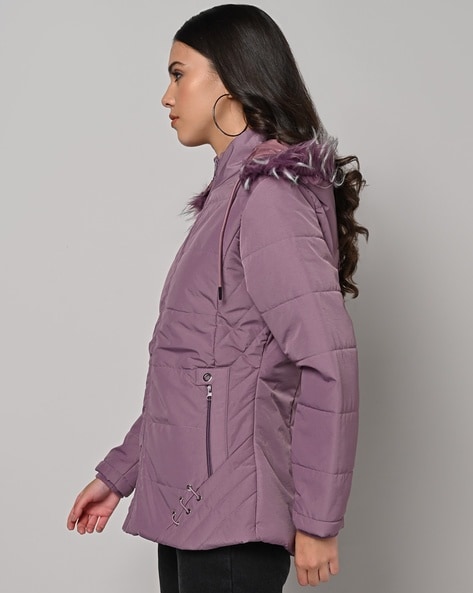 Plum quilted clearance jacket