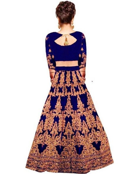 Royal Blue and Gold Lehenga Choli for Women. Ready to Wear Lehenga Floral  Embroidery Indian Bride & Bridesmaid Lengha USA UK Canada - Etsy Israel