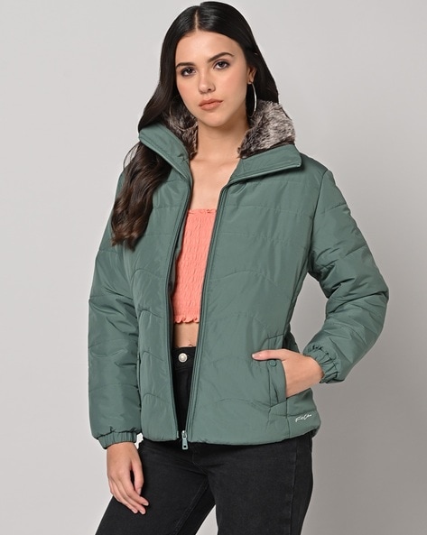 Dark green best sale parka coat womens