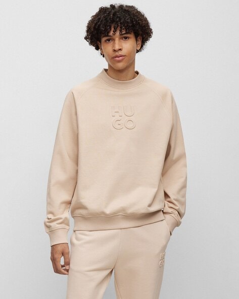Stacked Logo Embossed French Terry Cotton Sweatshirt