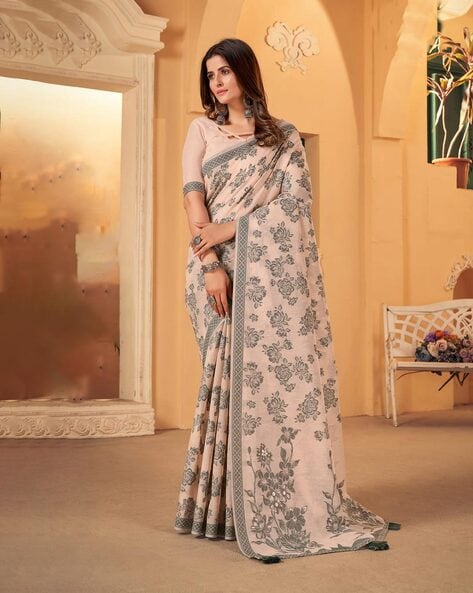 Peach Saree In Cotton Rose Gold at Rs 1499