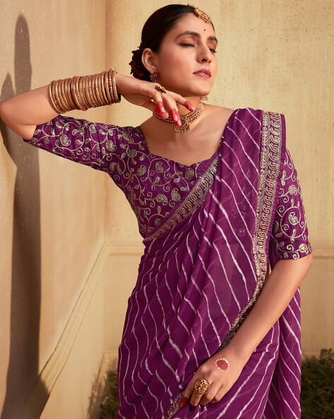 Buy Mahadhya Solid/Plain Bollywood Georgette Purple Sarees Online @ Best  Price In India | Flipkart.com
