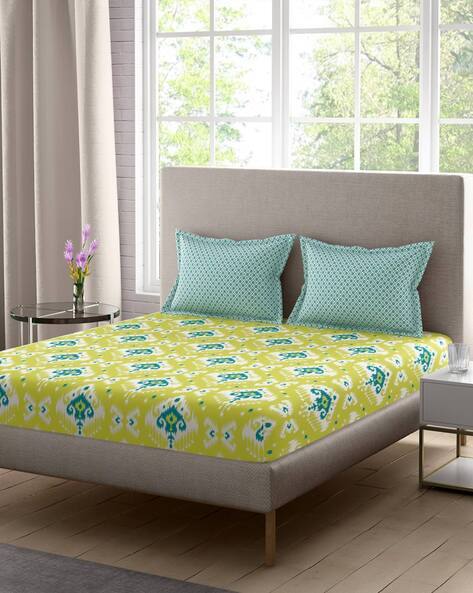 PORTICO 144 TC Printed Double Bedsheet with 2 Pillow Covers