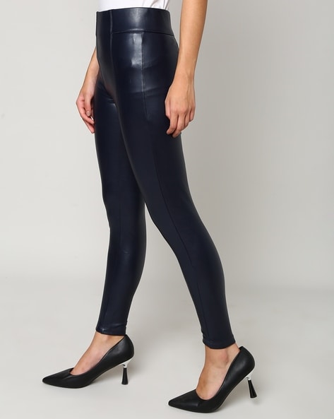 Buy FOREVER 21 Women Black Solid High Rise Ankle Length Faux Leather  Leggings - Leggings for Women 8633793 | Myntra
