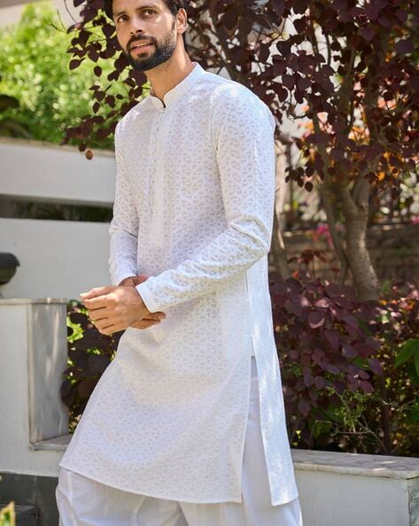 White kurta pajama design for online men