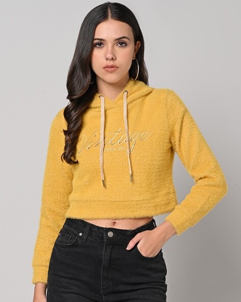 Mustard 2025 cropped hoodie