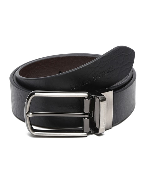 LOUIS STITCH Men Casual Black Genuine Leather Reversible Belt