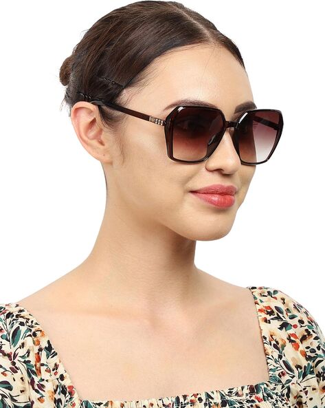 Carlton London Brown Lens & Brown Square Sunglasses with UV