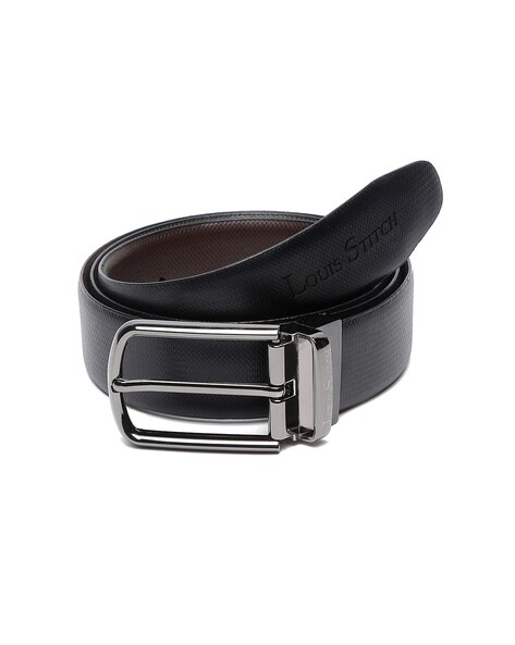 LOUIS STITCH Men Black Leather Formal Belt