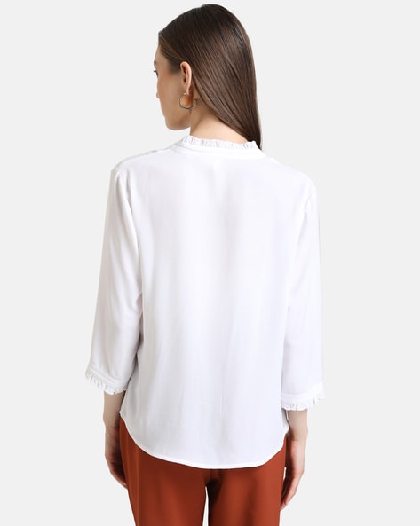 Woven Shirt with Ruffles