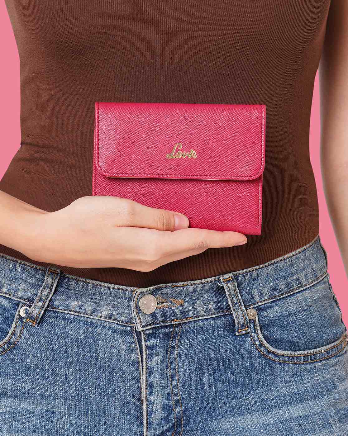 Lavie Women Tri-Fold Wallet with Metal Accent For Women (Fuchsia, OS)