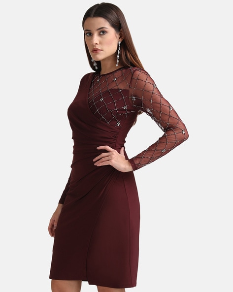 Buy KAZO Black Embellished Off Shoulder Women's Mini Dress | Shoppers Stop
