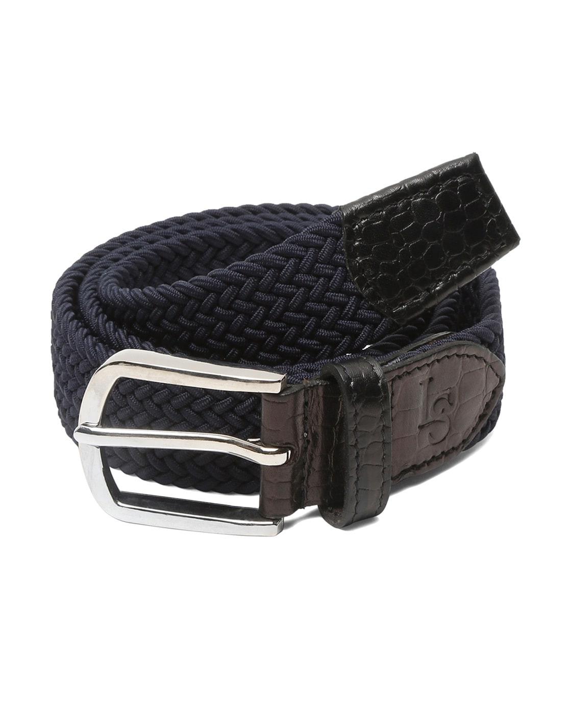 LOUIS STITCH Braided Wide Belt with Buckle Closure For Men (Blue, FS)