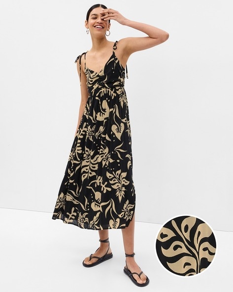 Floral Print Ruched Empire Dress