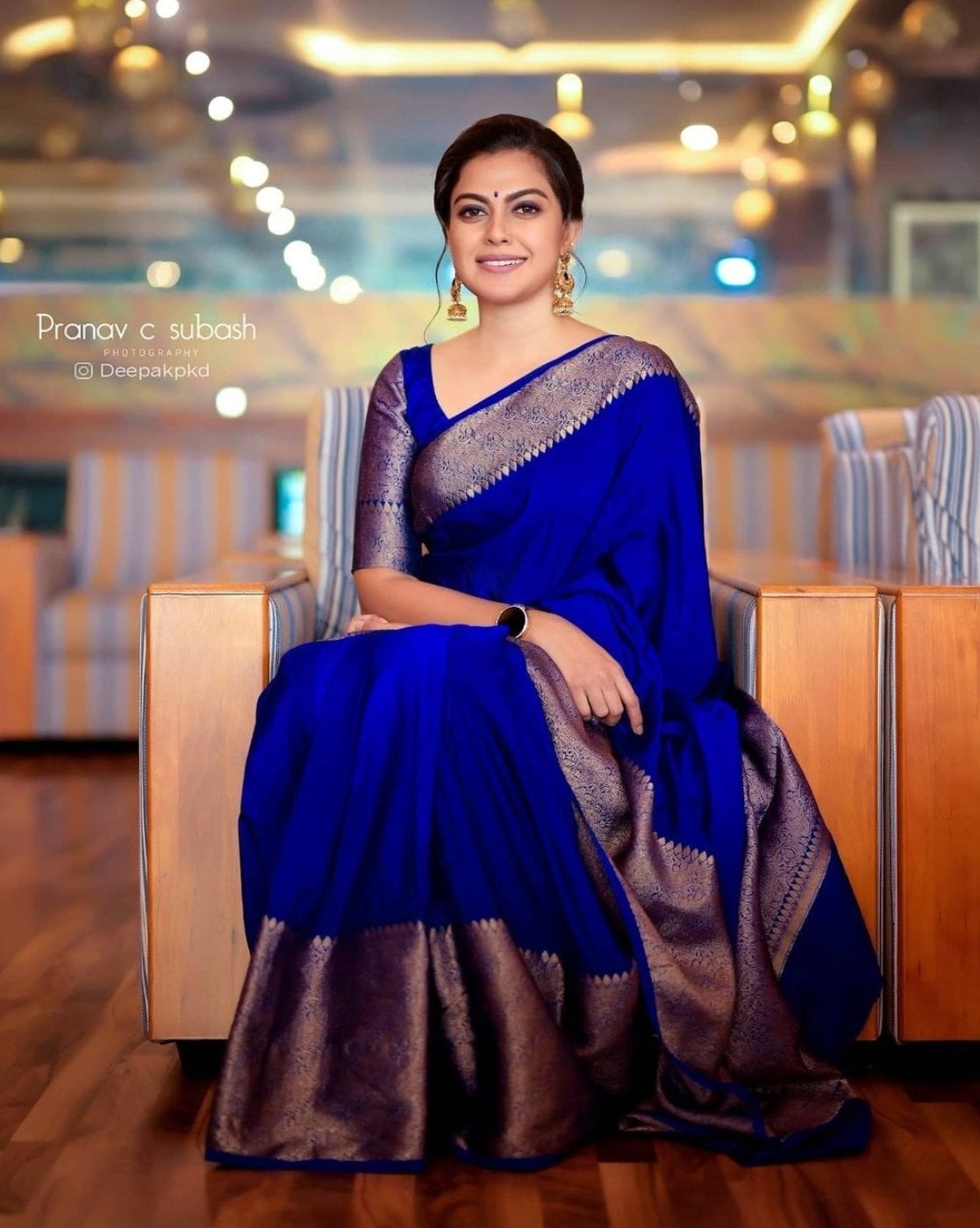 Buy Peacock Blue Zardosi Semi Crepe Saree - Koskii