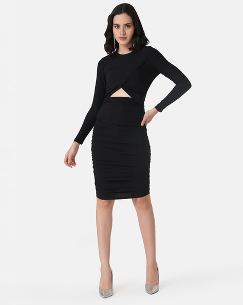 Buy KAZO Gold Sweetheart Neck Women's Mini Dress | Shoppers Stop