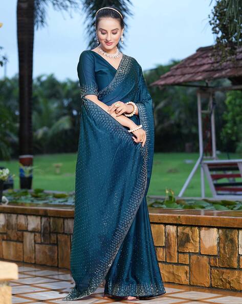 Sky Blue Zari Silk Saree - Dhunki fashion