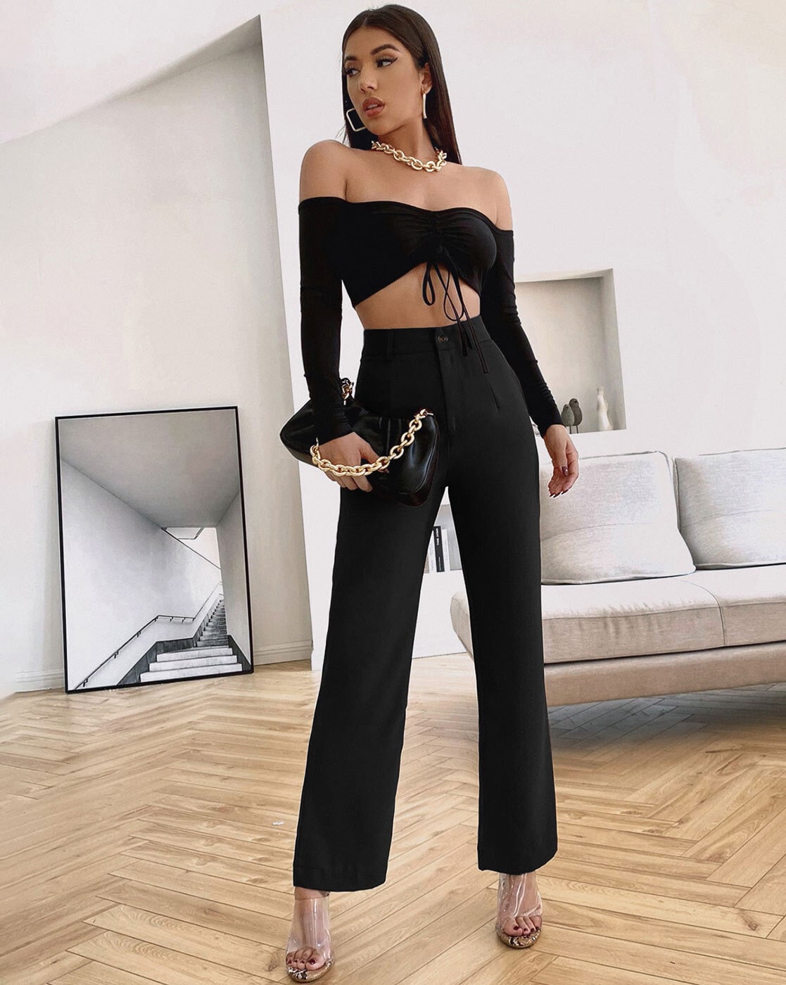 Buy Black Trousers & Pants for Women by FASHION BOOMS Online