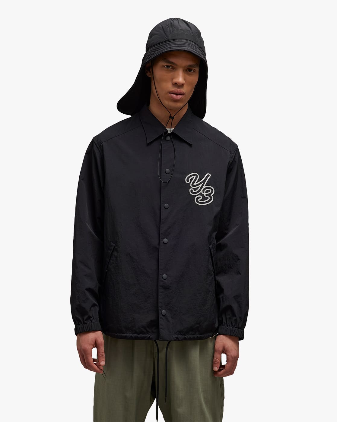Buy Y-3 Logo Solid Regular Fit Coach Jacket | Black Color Men