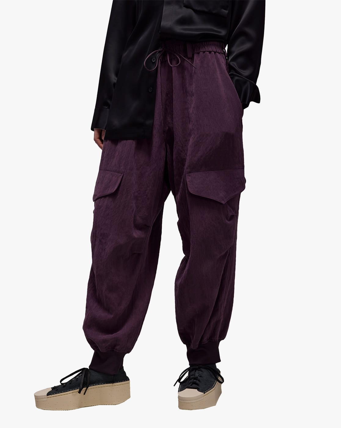 Buy Y-3 Solid Twill Cargo Pants | Purple Color Women | AJIO LUXE