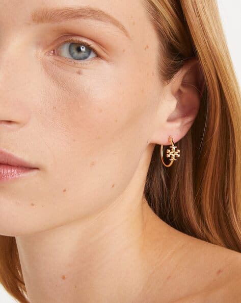 Buy Tory Burch Small Eleanor Hoop Earrings | Gold Color