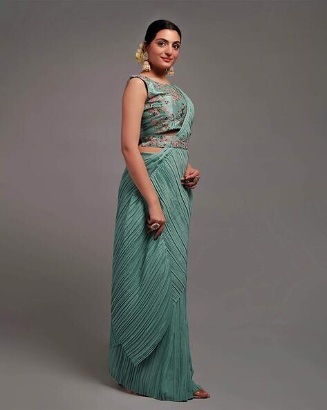 Narayanpet Purple Saree Gown Maxi with Zari Border | Frock for women, Long  dress design, Kalamkari dresses