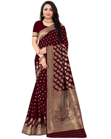 Buy Banarasi Silk Party Wear Saree In Maroon Color Online - SARV07385 |  Andaaz Fashion