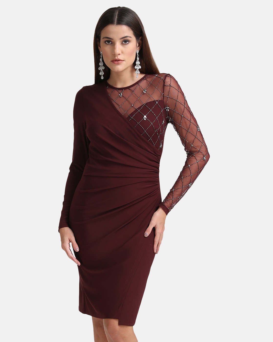 Buy Kazo Women Aubergine Lace Detail Maxi Dress - Dresses for Women 9122059  | Myntra