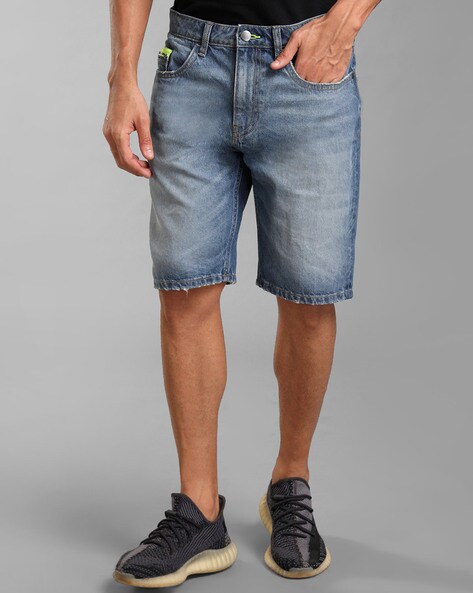 Mens denim cheap biker shorts