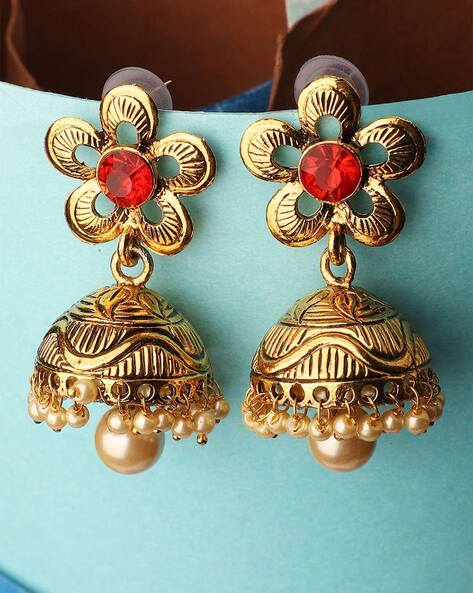 Tarinika Antique Gold Plated Leela Jhumka Earrings with Lakshmi Idol Design  - Indian Earrings for Women Perfect for Ethnic occasions | Traditional  Earrings For Women | 1 Year Warranty* : Amazon.in: Fashion