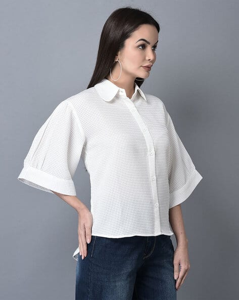 white polyester shirt women's