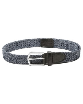 LOUIS STITCH Braided Wide Belt with Buckle Closure For Men (Blue, FS)