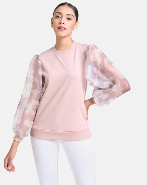 Kazo Crew-Neck Sweatshirt with Bishop Sleeves