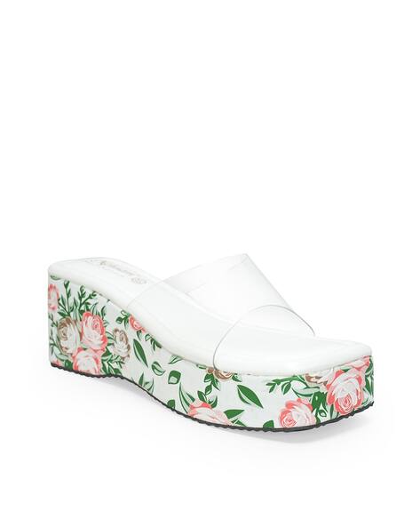 Mehnam Floral Print Slip-On Wedges