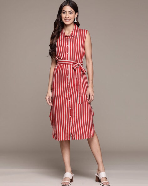 Maroon shop striped dress