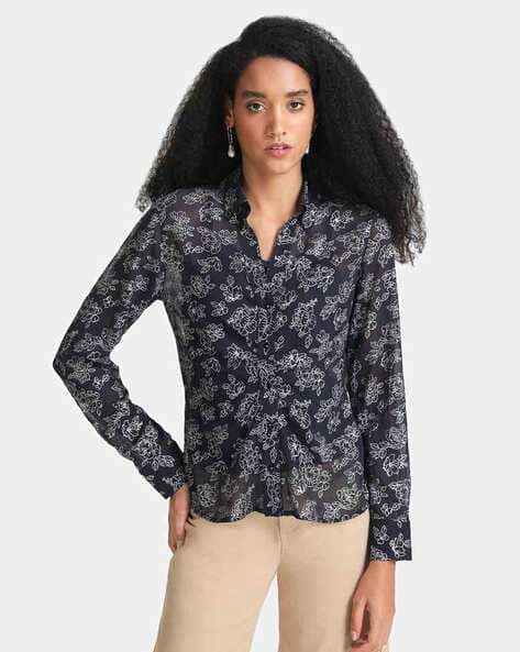 Kazo Floral Print Slim Fit Top