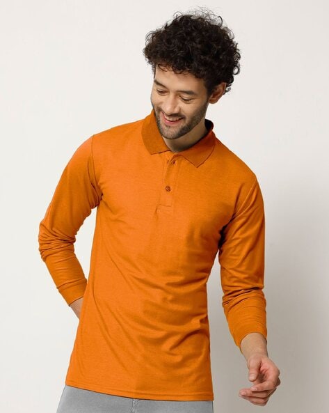 orange colour t shirt full sleeve