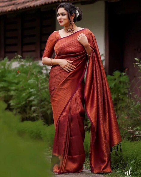 Alisha Copper Zari Kanjivaram Silk Saree Collection With Blouse-sgquangbinhtourist.com.vn