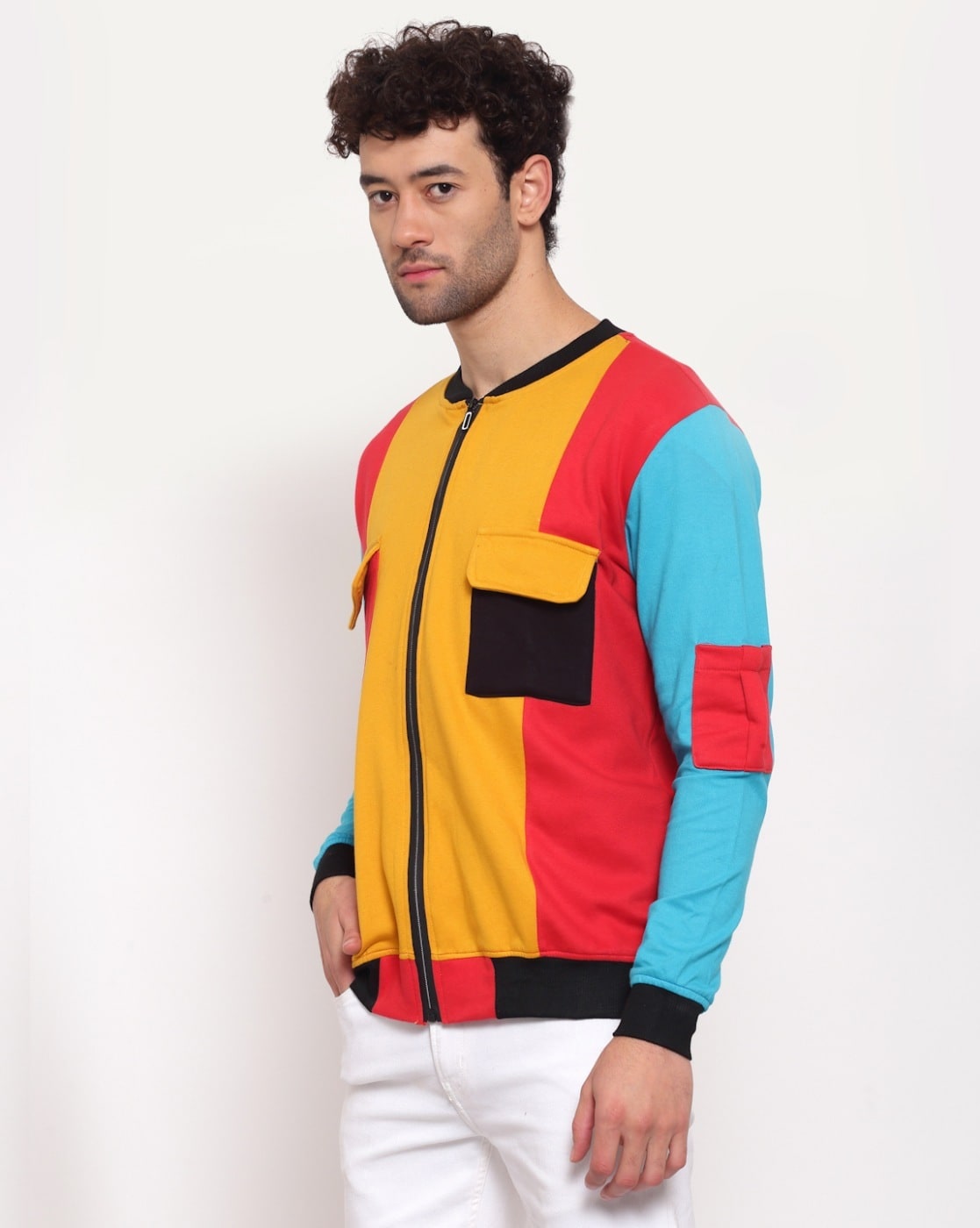 Man Active Colour Block Puffer Jacket | boohoo