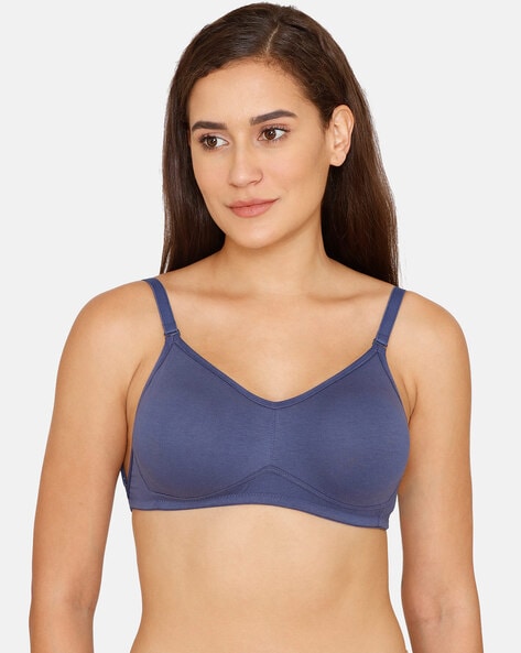 Zivame Blue Under-wired Non-padded Full Coverage Bra