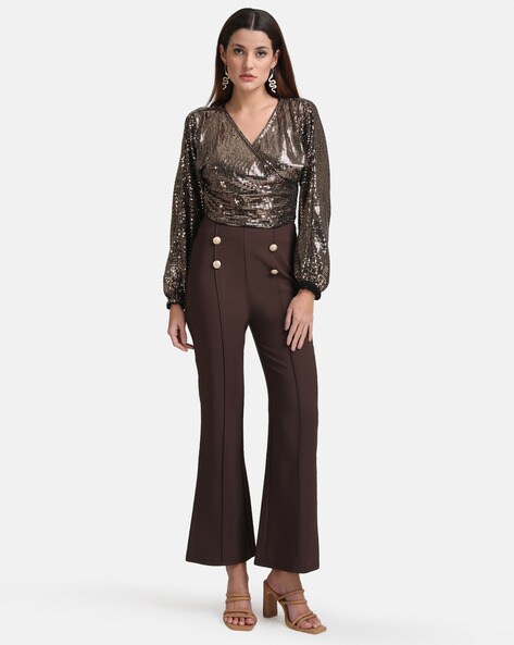 Buy Brown Trousers & Pants for Women by BLISSCLUB Online