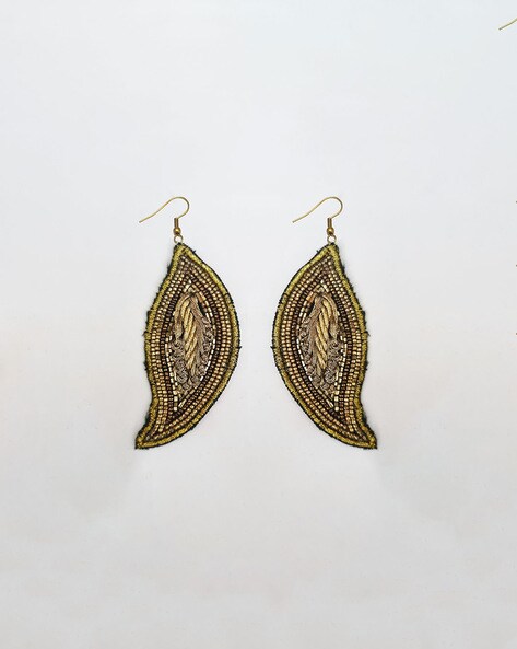 Gold Plated Leaf-Shaped Creative Long Earring – Aferando