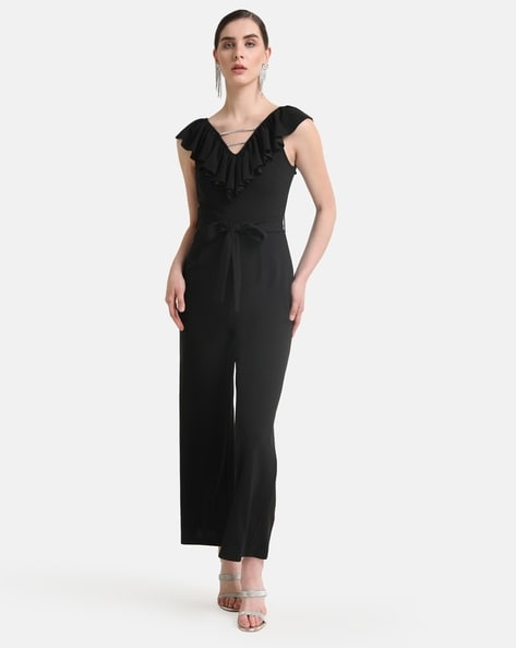 Kazo Sleeveless Jumpsuit with Frilled-Neck