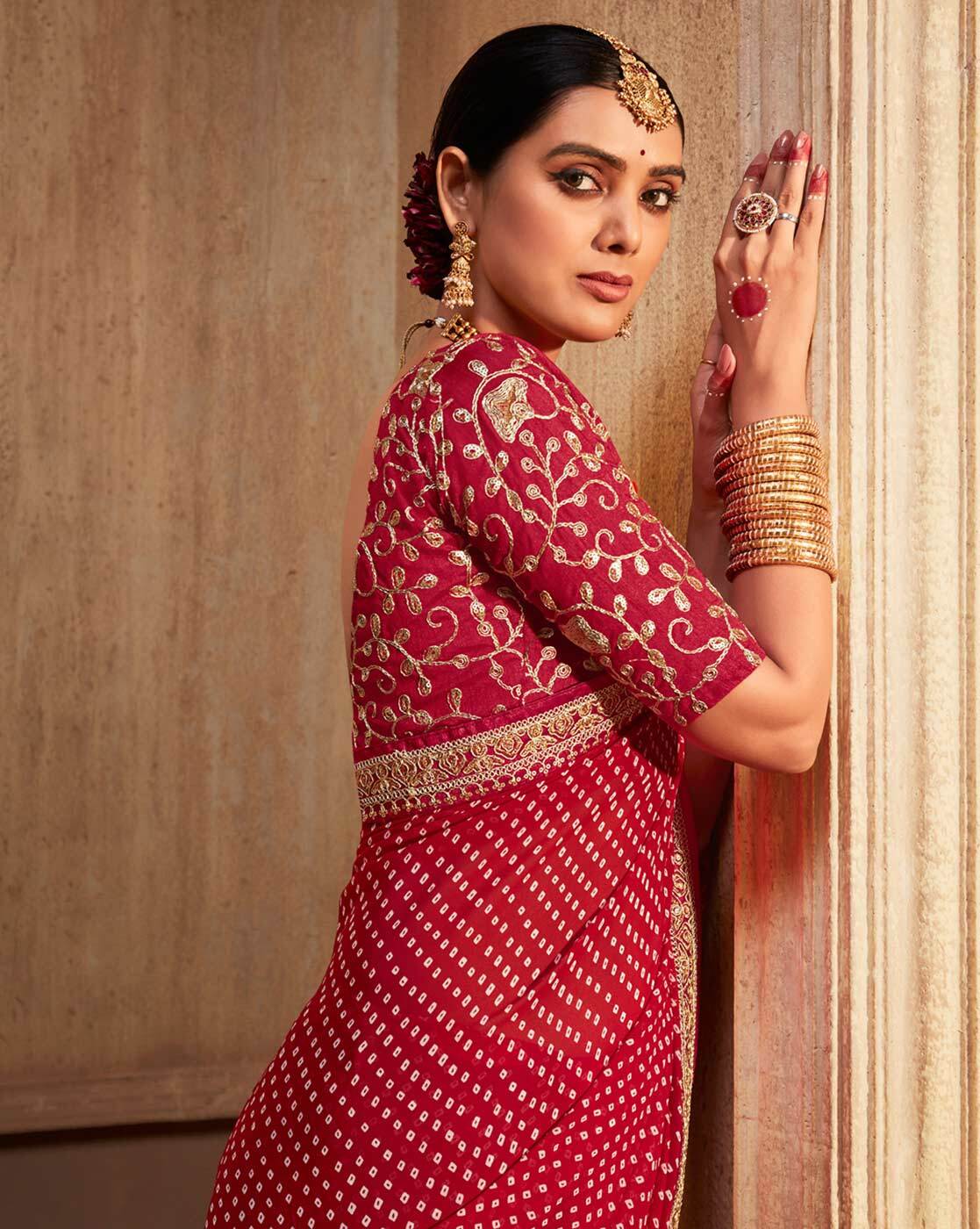 Buy Sareemall Embellished Patola Silk Blend Pink Sarees Online @ Best Price  In India | Flipkart.com