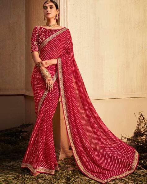 Red Georgette Saree With Blouse 255585